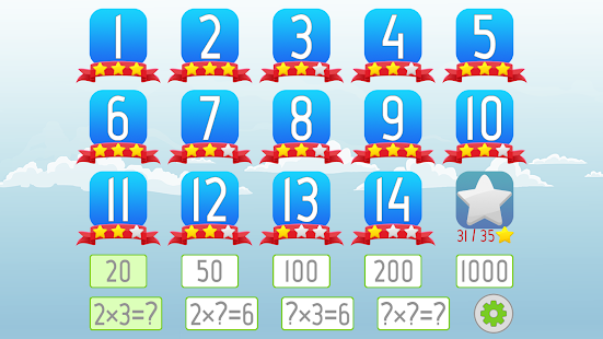 Captura de pantalla del juego de matemáticas de multiplicación