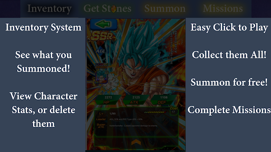 Dokkan Battle Free Stone Simulator Clicker for DBZ 1.0 APK + Mod (Uang yang tidak terbatas / Pembelian gratis) untuk android