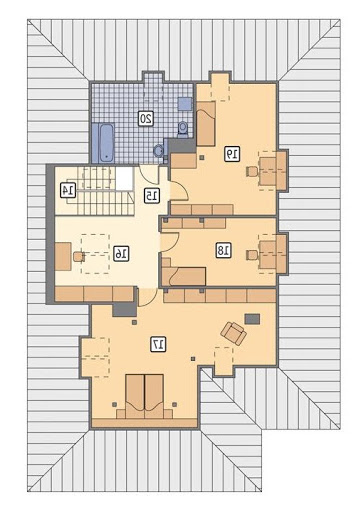 Wariantowy - wariant III etap I - M132c - Rzut poddasza II etap realizacji (68,2 m2 powierzchni użytkowej)