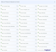 Thanco's Natural Ice Cream menu 1