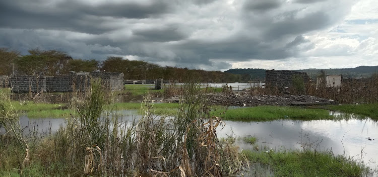 A view of the flooded Borut village in Lake Nakuru on November 15, 2020