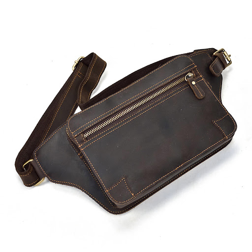 Title 11, Leather Retro Mens Crazy Horse Skin Waist Bag,...