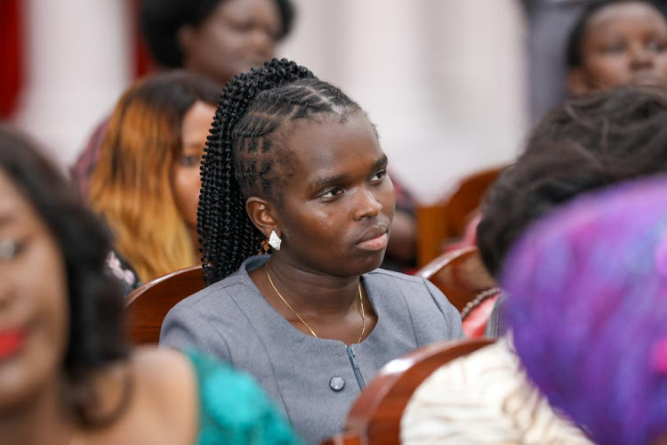 Bomet Woman Rep Linet Chepkorir (Toto) during a meeting with President William Ruto at State House Nairobi.