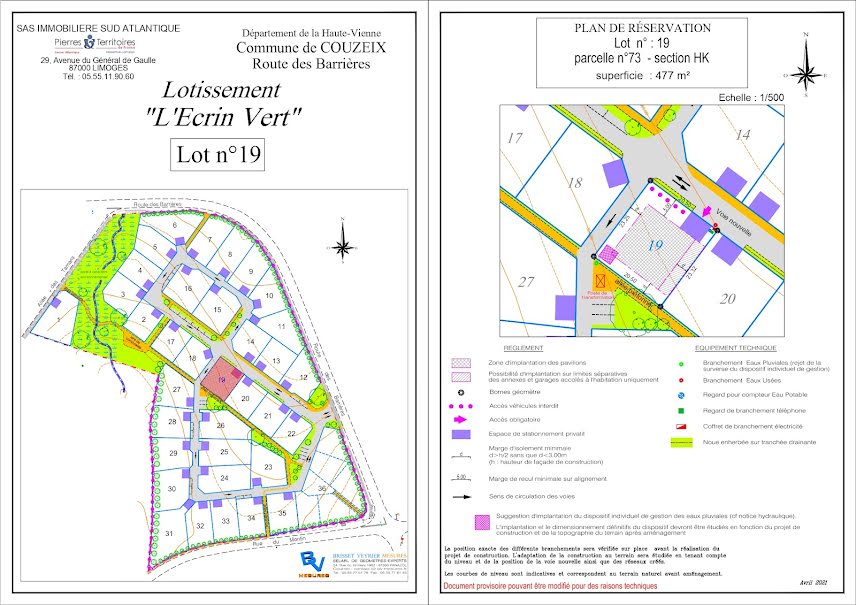 Vente terrain  477 m² à Couzeix (87270), 51 900 €