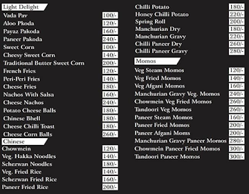 The Black Birds Cafe menu 