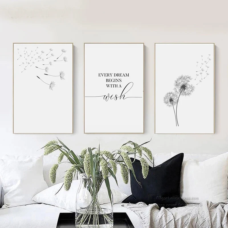 Title 3, Paardenbloem canvas schilderij decoratieve post...