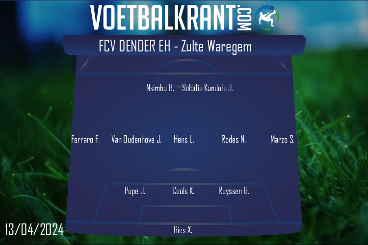 Opstelling FCV Dender EH | FCV Dender EH - Zulte Waregem (13/04/2024)