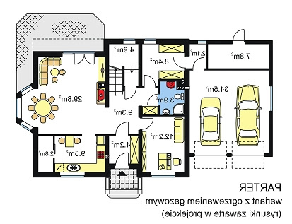 BW-12 garaż 2 stanowiskowy - Rzut parteru - propozycja adaptacji - wersja z ogrzewaniem gazowym