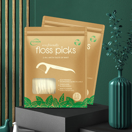 Title 3, Degradable Dental Floss Mint Flavor Stick Eco-f...
