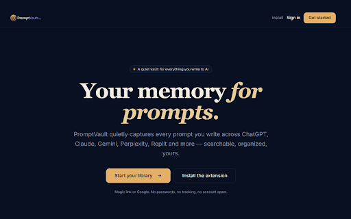 PromptVault — Save AI prompts from ChatGPT, Claude & Gemini screenshot 1