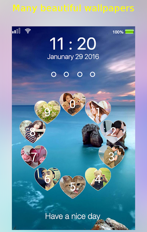 Android application love circle lockscreen screenshort