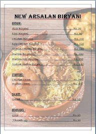 New Arsalan Biryani Palace menu 1