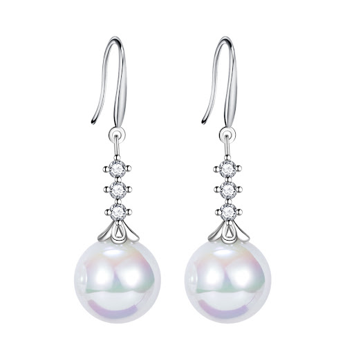Title 3, Pearl Four Petal Flower Pendant for Girls Elega...