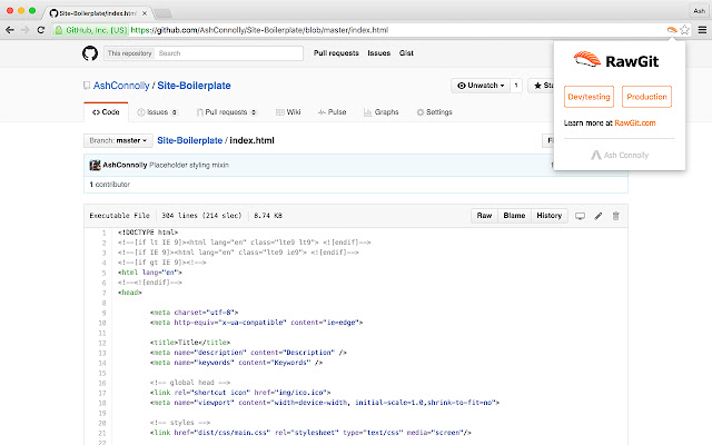 RawGit for Github chrome extension