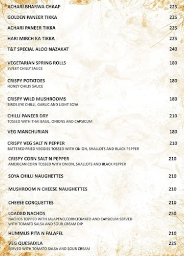 Trees and Treats menu 