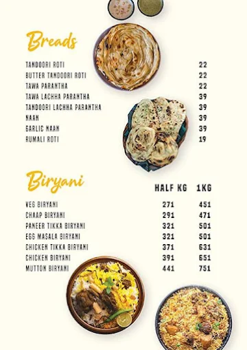 Delhi Cacies menu 