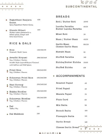 Bacharika Kitchen & Bar menu 