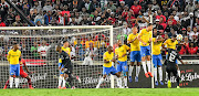 Justin Shanga of Orlando Pirates attempts with a free kick during the Absa Premiership match between Orlando Pirates and Mamelodi Sundowns at Orlando Stadium on April 01, 2019 in Johannesburg, South Africa. 