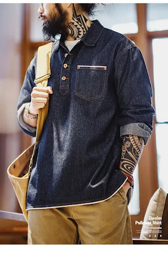 Title 8, Mens American Retro Denim Shirt classic denim...