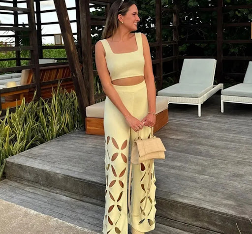 Title 5, Camisole Midriff-Baring Top and Hollow Trousers...
