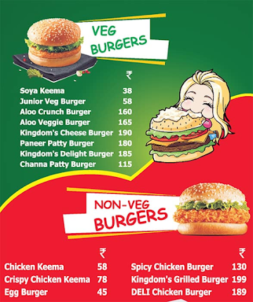 Burger Kingdom's menu 