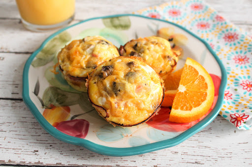 Three Light and Easy Muffin Pan Omelets on a plate.