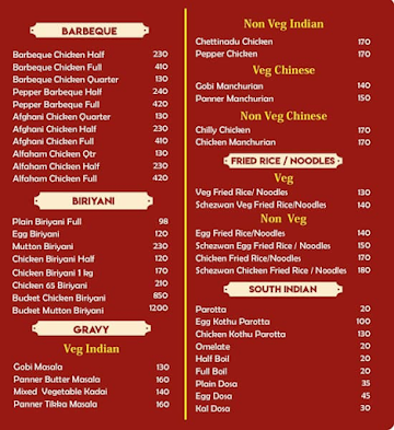 BILAL Biryani menu 