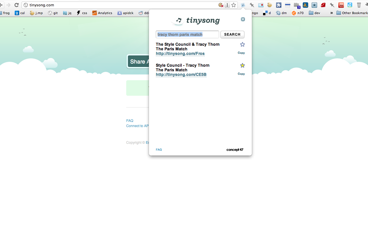 Tinysong Grooveshark Extension Preview image 4