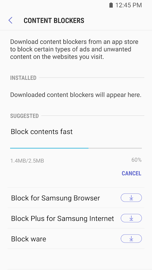   Samsung Internet Browser Beta– captură de ecran 