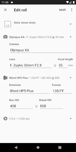Film Shots - Exif Metadata Notes for Analog Photo