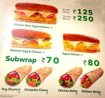 Subway menu 