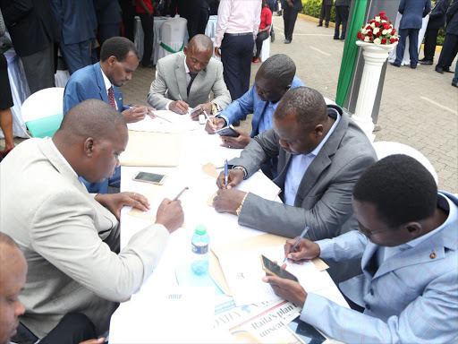 Newly elected MPS register themselves in Parliament August 29,2017 during the orientation of new MPs ahead of the swearing in ceremony on Thursday.Photo/HEZRON NJOROGE