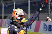 Pole position qualifier Max Verstappen of Netherlands and Red Bull Racing celebrates in parc ferme during qualifying ahead of the F1 Grand Prix of Styria at the Red Bull Ring in Spielberg, Austria on June 26, 2021.