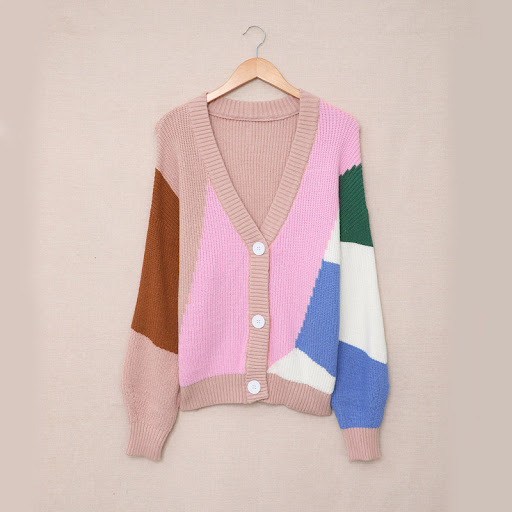 Title 5, New Contrast Color Stitching Buttoned Lantern S...