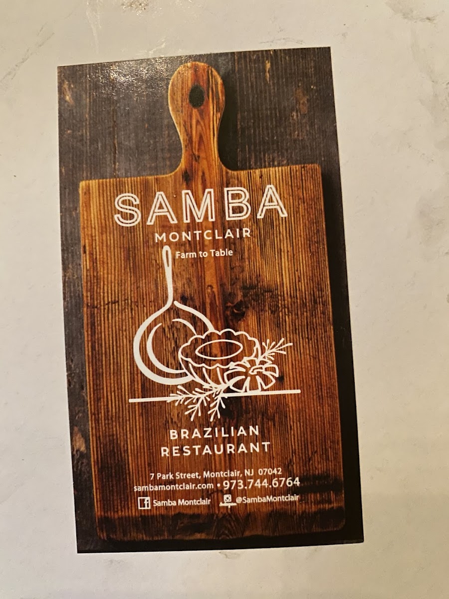 Samba gluten-free menu