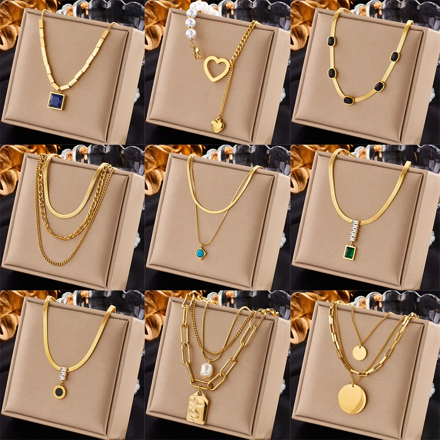 Title 11, Collier Double en Acier Titane avec Pendentif C...