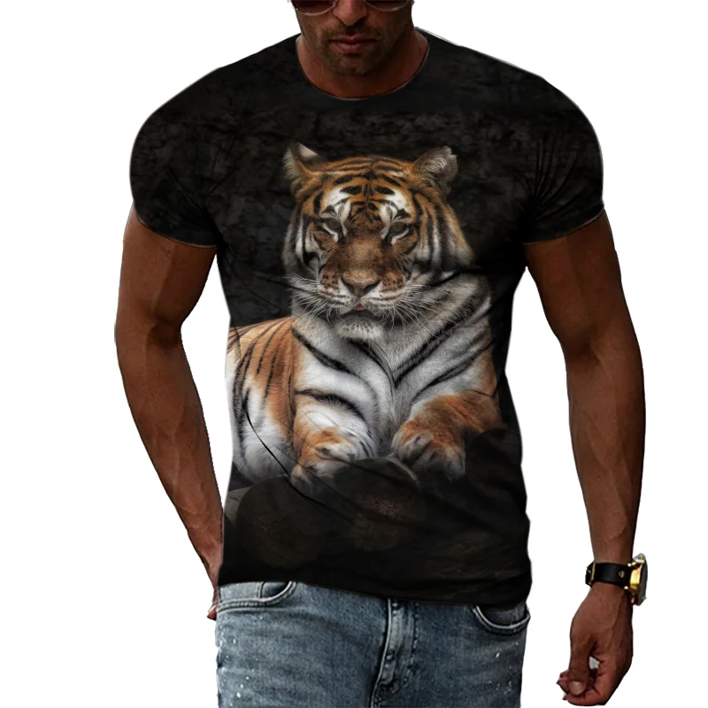 Title 3, Europees en Amerikaans T-shirt met tijgerprint,...