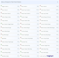 Heaven's Park Fried Chicken menu 1