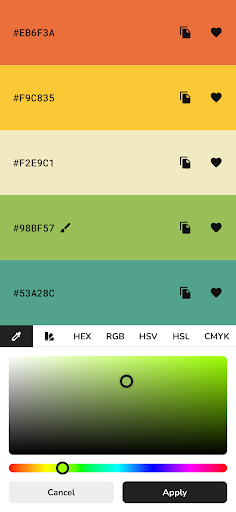 Screenshot Pigments Color Palette Creator