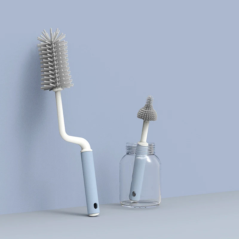 360 Degree Rotating Baby Silicone Bottle Brush. Cleans thoroughly, easily, and safely. BPA-free and designed for complet