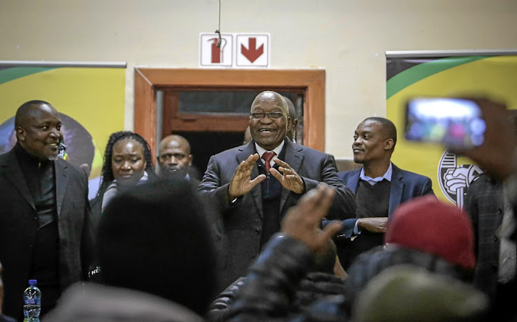 Zuma addressing the ANC Youth League in Sophiatown, Johannesburg, in 2019.