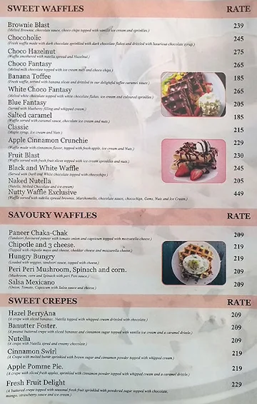 Nutty Waffle menu 