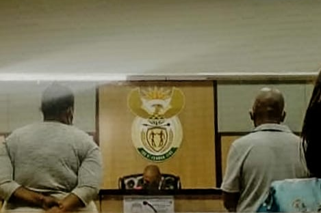 ANC councillor Themba Mnguni (right) and his secretary Thandaza Mbeje in the Ntuzuma magistrate's court on Thursday.