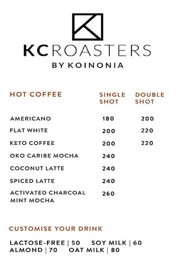 Kcroasters - A Koinonia Project menu 