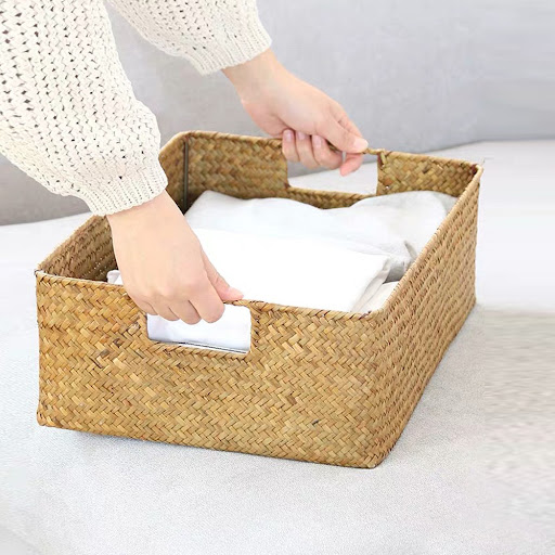 Title 10, Hand Woven Storage Baskets Three Piece Set Vers...