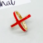 Red convex X shape