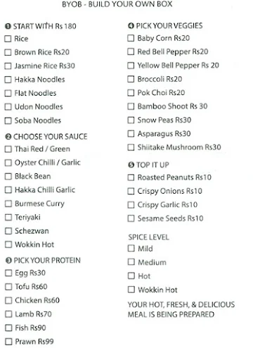 Wok Box menu 