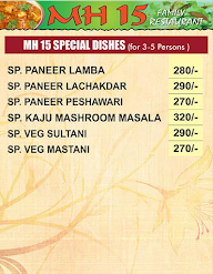 MH 15 Family Restaurant menu 1