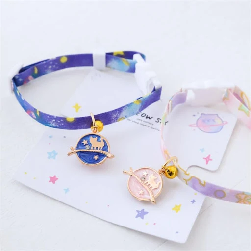 S-M Velvet Bronzing Star Adjustable Necklace For Cats Puppy Safety Buckle Anti-choking Sky Collar Chic Pets Supplies Acc