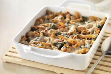 Three-Cheese Chicken Penne Pasta Bake